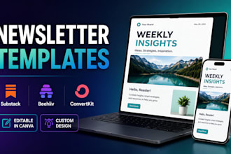 design canva newsletters, substack, beehiiv and convertkit templates
