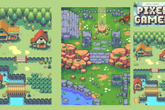 create custom pixel art game asset tileset map and environment