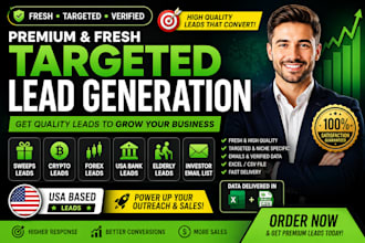 deliver fresh sweeps leads, crypto email list, forex, USA bank and elderly leads
