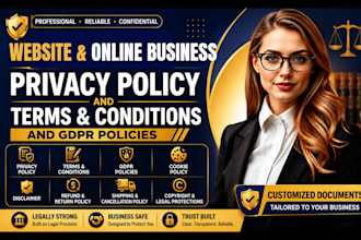 draft website policies, privacy policy, terms and conditions and gdpr policies