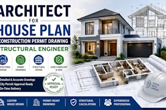 be your architect for house plan construction permit drawing structural engineer