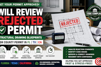 review rejected permit structural drawing blueprints county permit fl tx ca vi