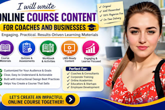 write an original course materials, quizzes, and workbook
