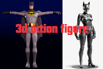 design an articulated action figure 3d model, bjd toy, custom figure