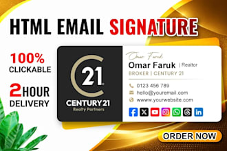design HTML email signature with animated logo for business