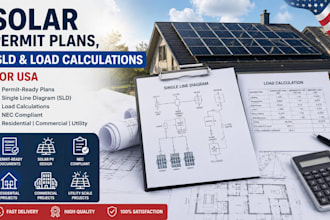 create solar permit plans, sld and load calculations for USA