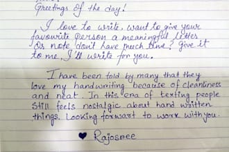 write your assignments, notes and letters with my good handwriting skills