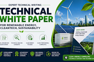 write a technical white paper for renewable energy, cleantech, sustainability