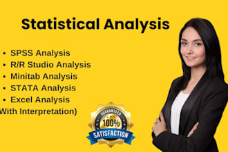do statistical data analysis in spss,minitab,excel, r with report