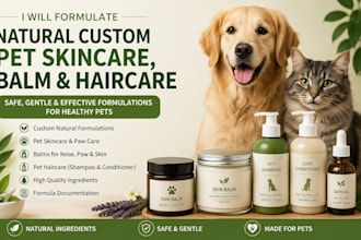 formulate natural custom pet skincare, balm and haircare products for all pets