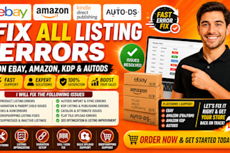 fix ebay amazon kdp autods product listing variation dropshipping sku asin error