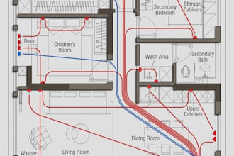 draw 2d floor plans, house plans and permit drawings