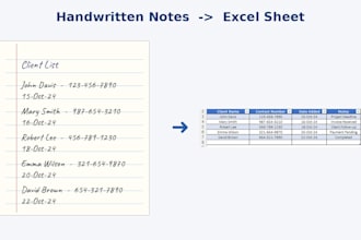 convert handwritten notes to excel spreadsheet