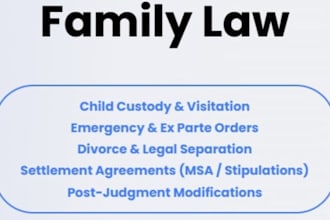 prepare family law legal documents about child custody and divorce settlements