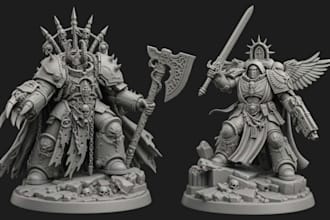 sculpt 3d warhammer 40k miniatures marine character dnd stl file for 3d printing
