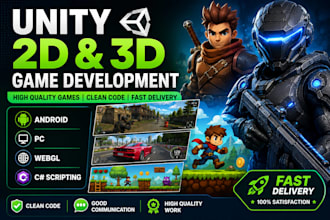 develop unity 2d and 3d games