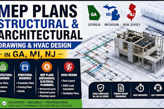 mep plans structural and architectural drawing hvac design in ga mi nj