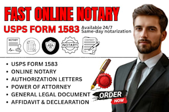 noatrize US legal documents online, usps form 1583, poa, affidavit notary public