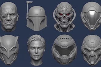 sculpt 3d mask, 3d head mask,3d helmet mask, 3d cosplay model for 3d printing
