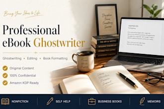 be your professional ebook ghostwriter, ghost book writer and book editor