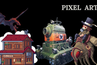 create custom pixel art, sprite sheet, game assets, tileset and pixel animation