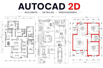 create 2d architectural drawing in autocad,2d floor plan, revit, hvac drawing