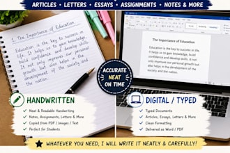 write articles letters assignments and notes by hand or digitally
