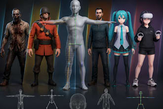 rig, port, or create sfm model gmod playermodel left4dead2 tf2 mmd vr character