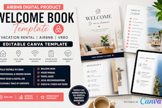 create airbnb digital product canva template vacation rental welcome book expert