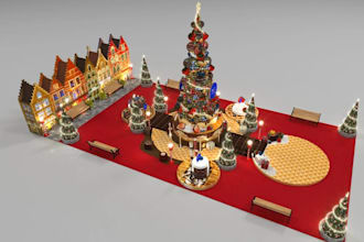 integrate 3d christmas house in game,christmas tree decor,festive winter village