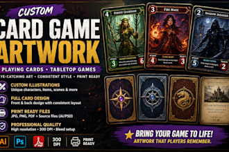 create custom tabletop game artwork, design custom card game artwork