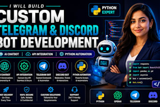 build custom python bot, ai automation, web scraping and telegram discord bot