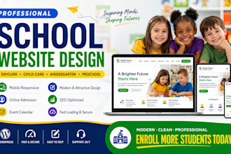 design school website, child care website, daycare and kindergarten website