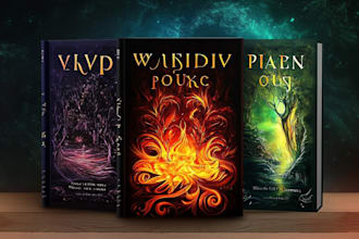 design cinematic fantasy novel covers with magical artwork