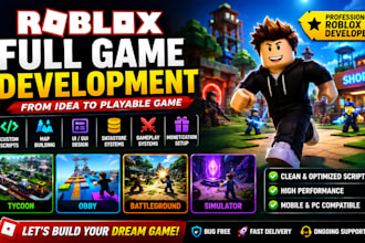 develop roblox full game,vfx, lua roblox game, roblox developer, roblox scripter