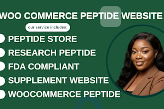 design high woo commerce peptide and supplement website, ecommerce store