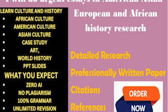 do american, asian, european, and african history research