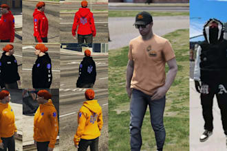 design fivem clothing packs, mc kuttes, gang vest, flags for gta v fivem