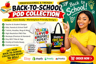 bestselling back to school pod collection etsy printify printful  t shirt design