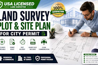 provide USA licensed land survey, plot plan and city permit site plan