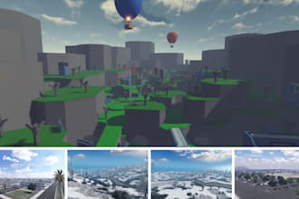 build roblox maps, game environments, lobby, city, terrain in roblox studio