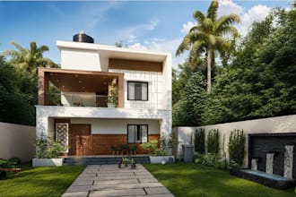 design luxury modern residential duplex house realistic 3d exterior rendering
