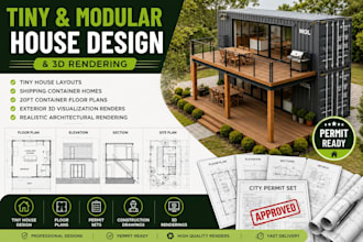 design tiny house permit sets city permit drawing construction plan3d renderings