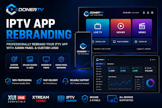 professionally rebrand iptv app with admin panel and custom logo, xui one