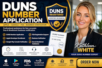 help apply for d u n s number for apple, google, fda and business verification