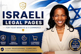 prepare israeli privacy policy, terms, cookie policy and ecommerce legal pasge