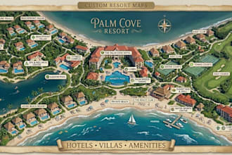 design custom resort maps for hotels, villas and guest navigation