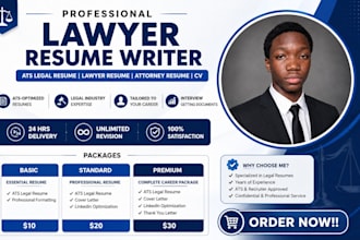craft an ats legal, lawyer, attorney resume and CV