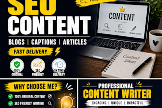 write SEO friendly content, caption and writing