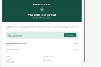 write professional shopify order and shipping email templates
